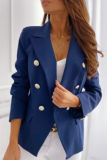 Elegant Solid Patchwork Buttons Turn-back Collar Outerwear