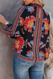Casual Print Patchwork Half A Turtleneck Tops