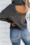 Fashion Street Solid Patchwork Turtleneck Tops