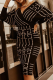 Sexy Print Patchwork V Neck Waist Skirt Dresses