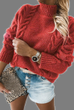 Casual Solid Patchwork Turtleneck Tops