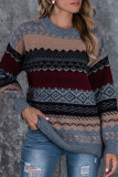 Fashion Street Print Patchwork O Neck Tops