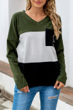Fashion Casual Solid Patchwork V Neck T-Shirts