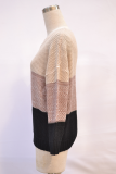 Casual Patchwork Basic Contrast O Neck Tops Sweater