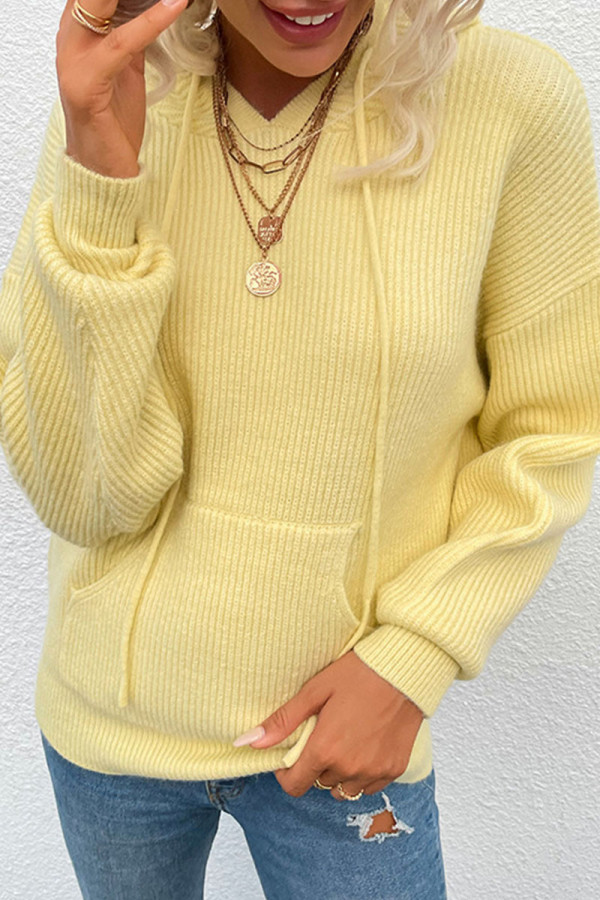 Fashion Casual Solid Patchwork Hooded Collar Tops