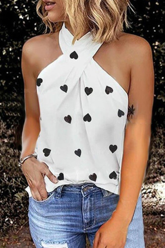 Fashion Street Print Patchwork Halter Tops