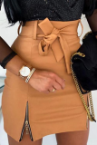 Sexy Solid Bandage Skinny High Waist Pencil Solid Color Bottoms