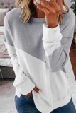 Casual Solid Patchwork O Neck Tops