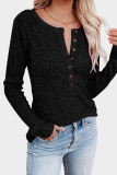 Casual Solid Patchwork Buttons O Neck Tops