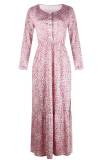 Casual Print Patchwork Turndown Collar Straight Dresses