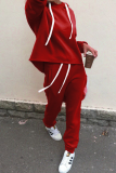 Casual Solid Patchwork Hooded Collar Long Sleeve Two Pieces