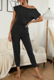 Fashion Casual Solid Patchwork O Neck Jumpsuits