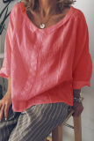 Fashion Solid Patchwork O Neck Tops