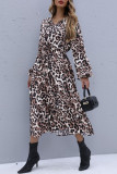 Fashion Street Leopard Patchwork V Neck A Line Dresses