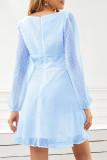 Fashion Street Solid Patchwork Square Collar A Line Dresses