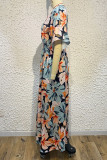 Casual Print Patchwork V Neck Straight Dresses