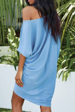 Fashion Casual Solid Patchwork Oblique Collar Irregular Dresses