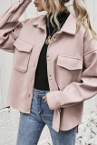 Casual Solid Pocket Buckle Turndown Collar Outerwear
