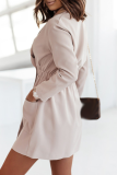 Casual Solid Patchwork Turndown Collar Shirt Dress Dresses