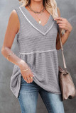 Casual Solid Patchwork V Neck Tops