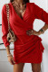 Fashion Elegant Solid Patchwork Fold V Neck Pencil Skirt Dresses