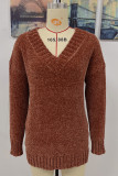 Solid Solid Color V Neck Tops