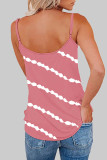 Fashion Casual Striped Print Patchwork V Neck Tops