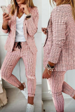 Casual Street Plaid Patchwork Turndown Collar Long Sleeve Two Pieces