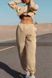 Fashion Sportswear Solid Patchwork O Neck Long Sleeve Two Pieces