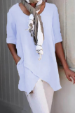 Casual Solid Patchwork O Neck T-Shirts
