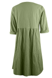 Casual Solid Patchwork V Neck Straight Dresses