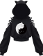 Party Print Hollowed Out Patchwork Hooded Collar Tops