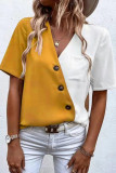 Fashion Casual Solid Patchwork V Neck Tops