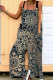 Fashion Print Patchwork Square Collar Loose Jumpsuits