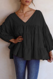 Fashion Casual Solid Patchwork V Neck Tops