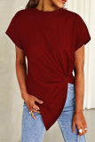 Casual Solid Patchwork O Neck T-Shirts