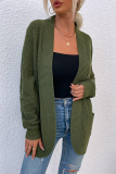 Casual Solid Patchwork Pocket V Neck Tops Sweater