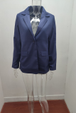 Fashion Solid Patchwork Turndown Collar Outerwear