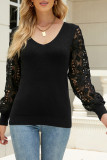 Casual Solid Hollowed Out Patchwork V Neck Sweaters