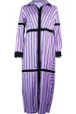 Casual Striped Patchwork Turndown Collar Straight Dresses