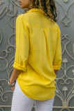 Fashion Casual Solid Patchwork Turndown Collar Tops