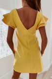 Casual Solid Flounce O Neck Straight Dresses