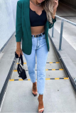 Fashion Solid Patchwork Turndown Collar Outerwear
