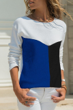 Casual Print Basic Contrast O Neck Tops