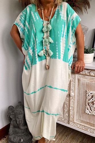 Fashion Casual Print Patchwork O Neck Straight Dresses
