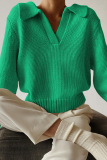 Casual Solid Patchwork Turndown Collar Tops