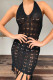 Fashion Sexy Solid Tassel Hollowed Out V Neck Dresses
