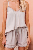 Fashion Living Solid Patchwork V Neck Tops