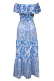 Fashion Elegant Print Printing Off the Shoulder Off The Shoulder Dresses