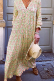 Casual Print Patchwork V Neck Straight Dresses